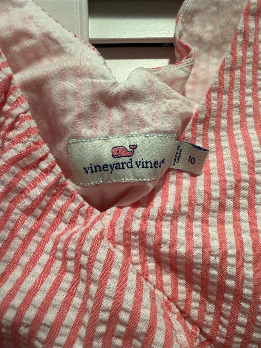 Vineyard Vines Pink Seersucker Ruffle One-Shoulder Tank - Picture 3 of 3